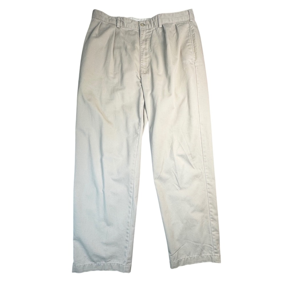 VTG Polo Ralph Lauren Chino Pants Mens 36x30 Andrew Khaki Relaxed Distressed Hem